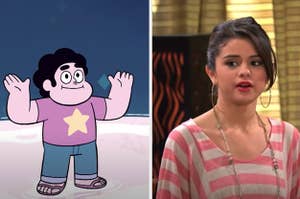 Side-by-side images of Steven Universe and Selena Gomez from "Wizards of Waverly Place"