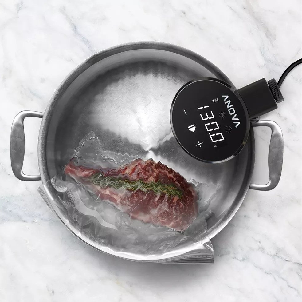 The precision cooker cooking a steak