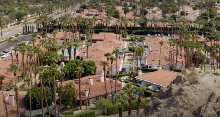 An overhead view of the property&#x27;s 41 acres and multiple casitas