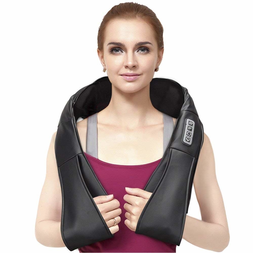 A person using the Shiatsu massager.