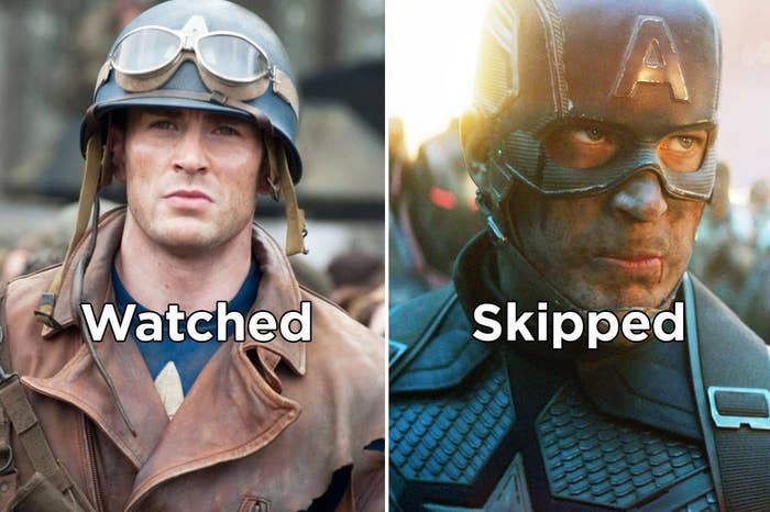 Captain America with the words &quot;Watched&quot; and &quot;Skipped&quot;
