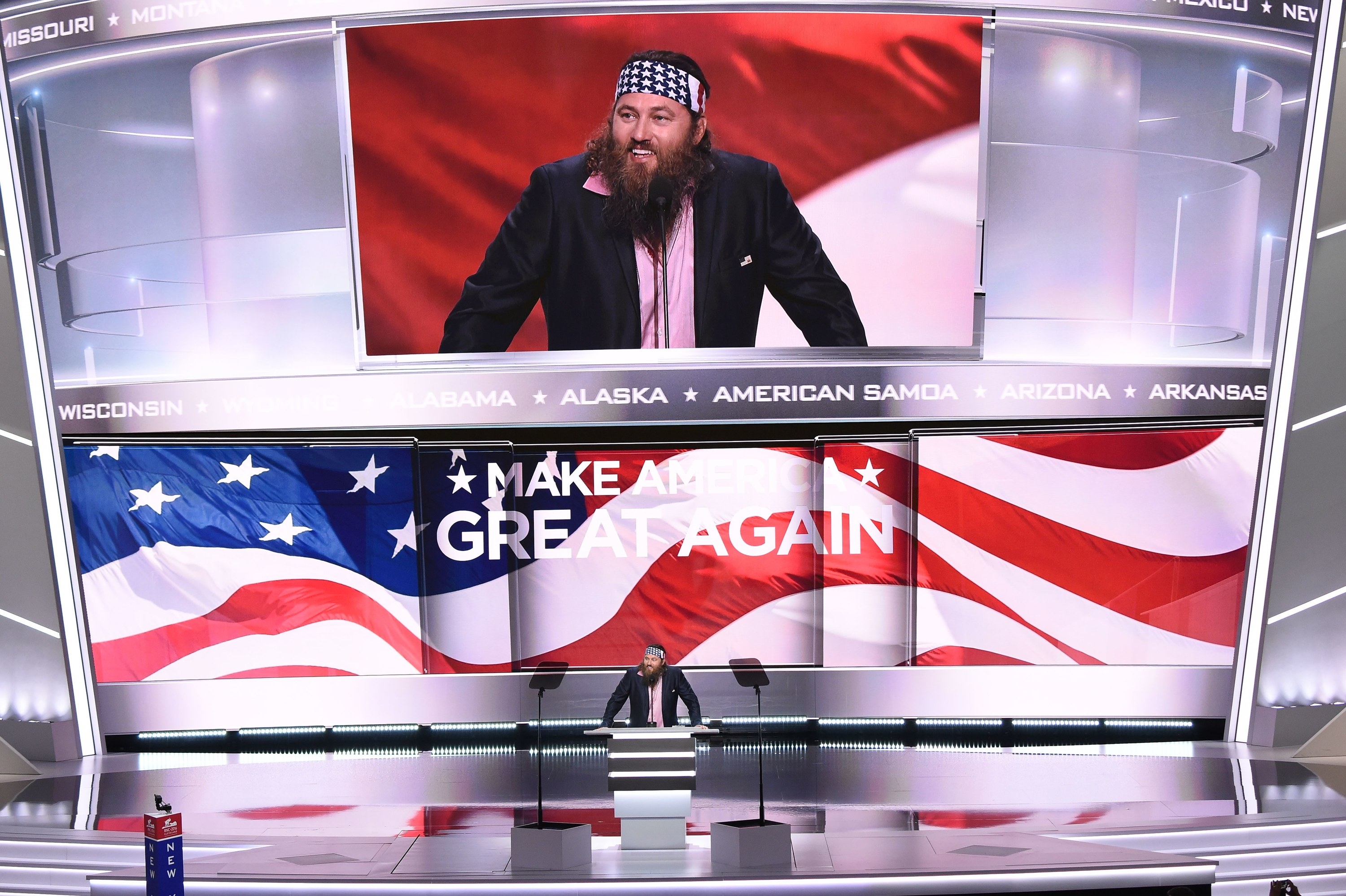 A member of the Duck Dynasty family speaking at the RNC