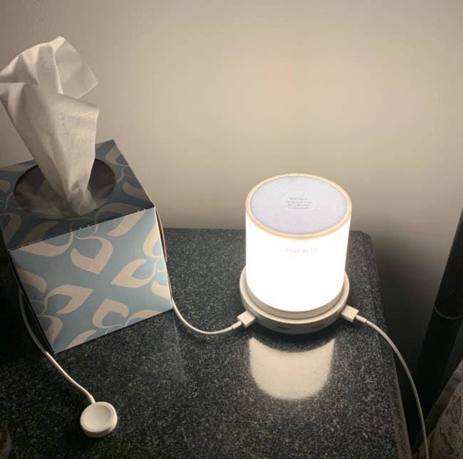 A reviewer's lamp with two cords attached