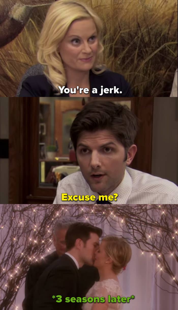 Leslie calls Ben a jerk, then three seasons later they get married