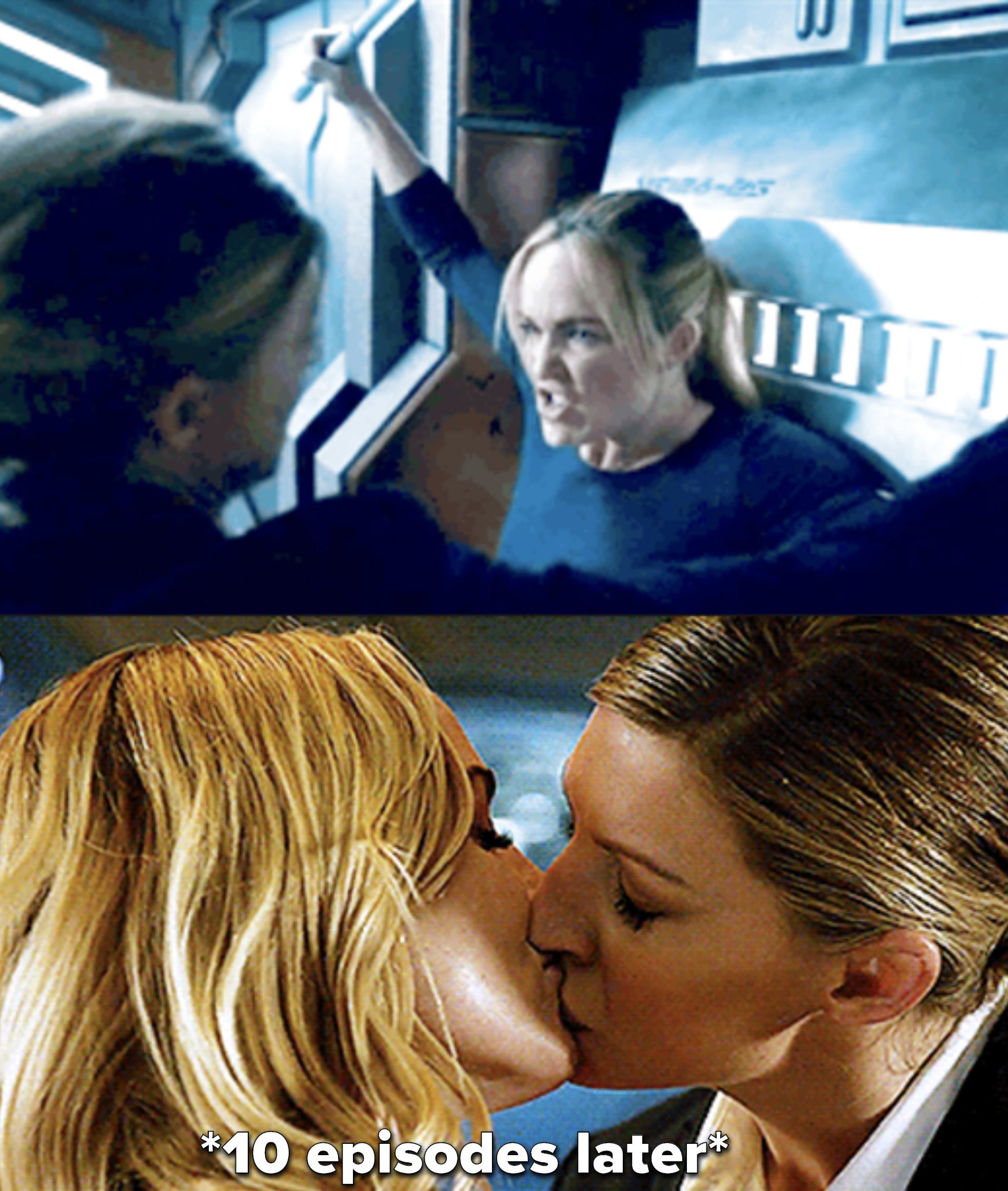 Sara and Ava fight, then ten episodes later they kiss