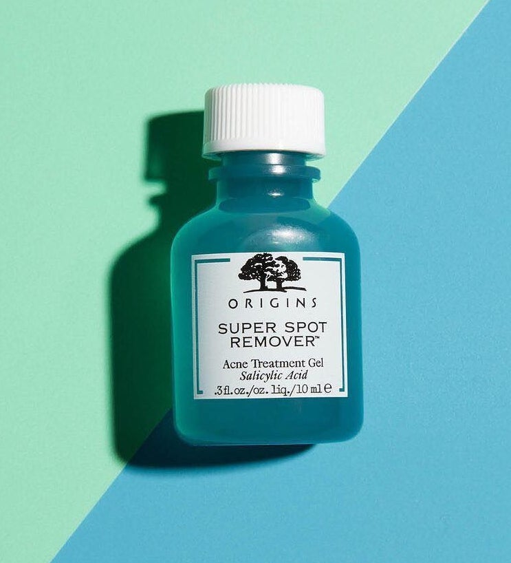 The acne treatment on a geometric background