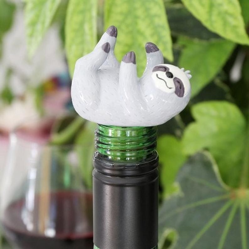 the sloth wine bottle stopper
