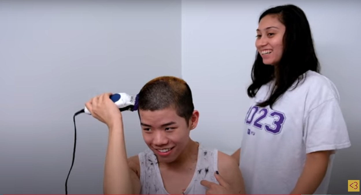 Frederic Chen shaving his head on camera
