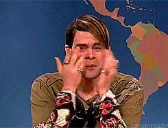 Stefon from SNL drying tears on The Weekend Update 