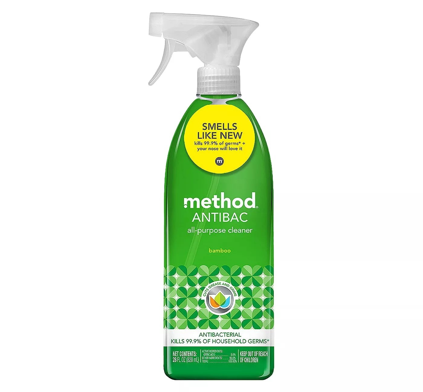 A 28-oz spray bottle of Method Antibacterial All-Purpose Cleaner which kills 99.9% of household germs