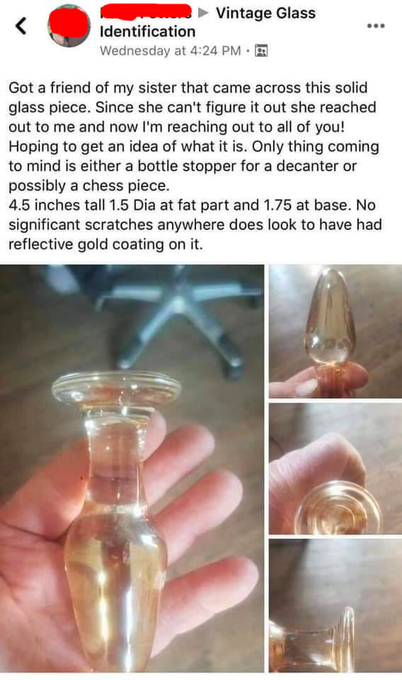 someone selling a butt-plug on facebook