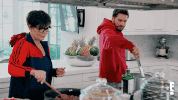 Kris Jenner and Scott Disick cooking