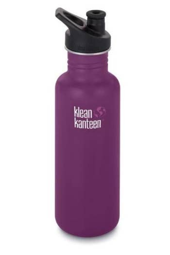 The purple klean kanteen classic stainless steel water bottle with sport cap