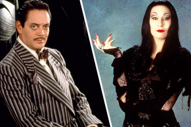 Gomez and Morticia posing creepily