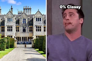 A castle and a 0% classy label over joey from friends