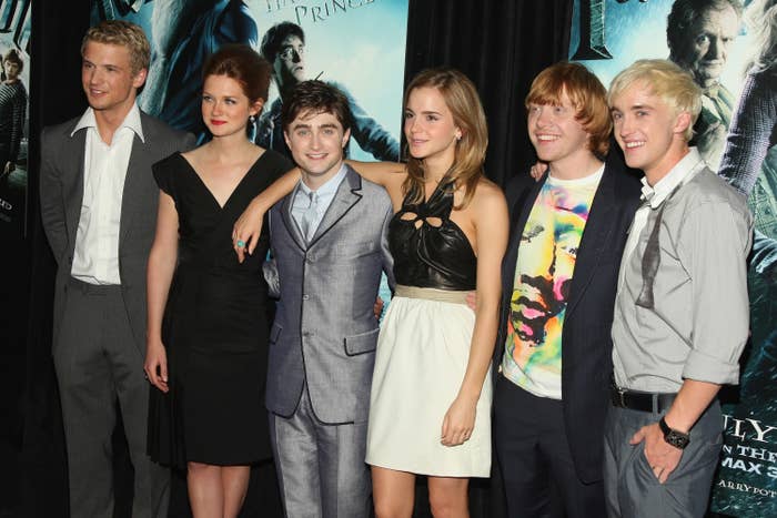 &quot;Harry Potter&quot; cast Freddie Stroma, Bonnie Wright, Daniel Radcliffe, Emma Watson, Rupert Grint and Tom Felton attend the &quot;Harry Potter and the Half-Blood Prince&quot; premiere