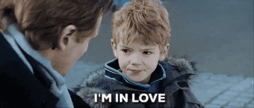 small kid from Love Actually saying &quot;I&#x27;m in love&quot;