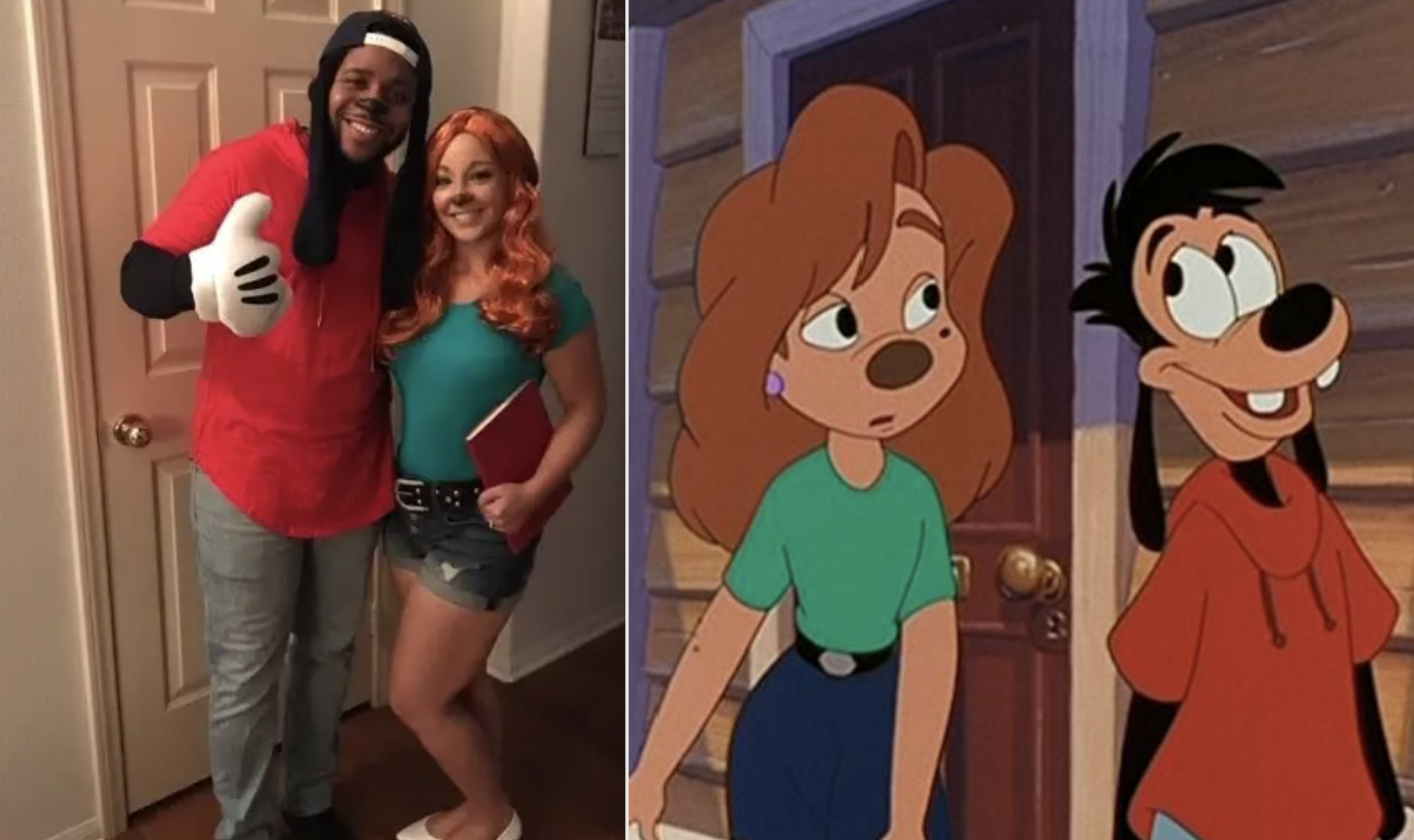 A couple dressed as Max and Roxanne from &quot;A Goofy Movie&quot;