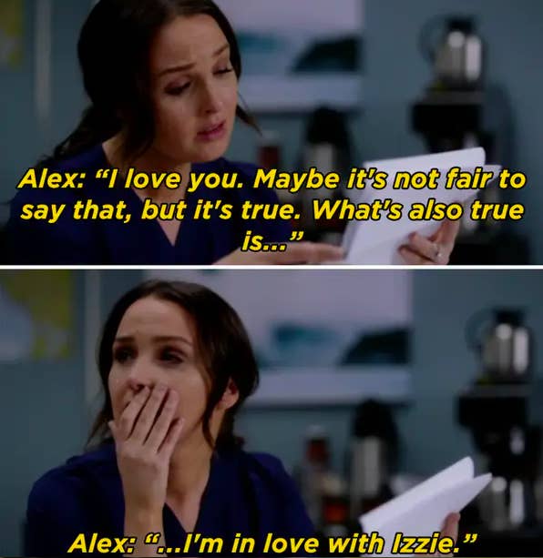 Alex&#x27;s note to Jo: &quot;I love you, but I&#x27;m in love with Izzie&quot;