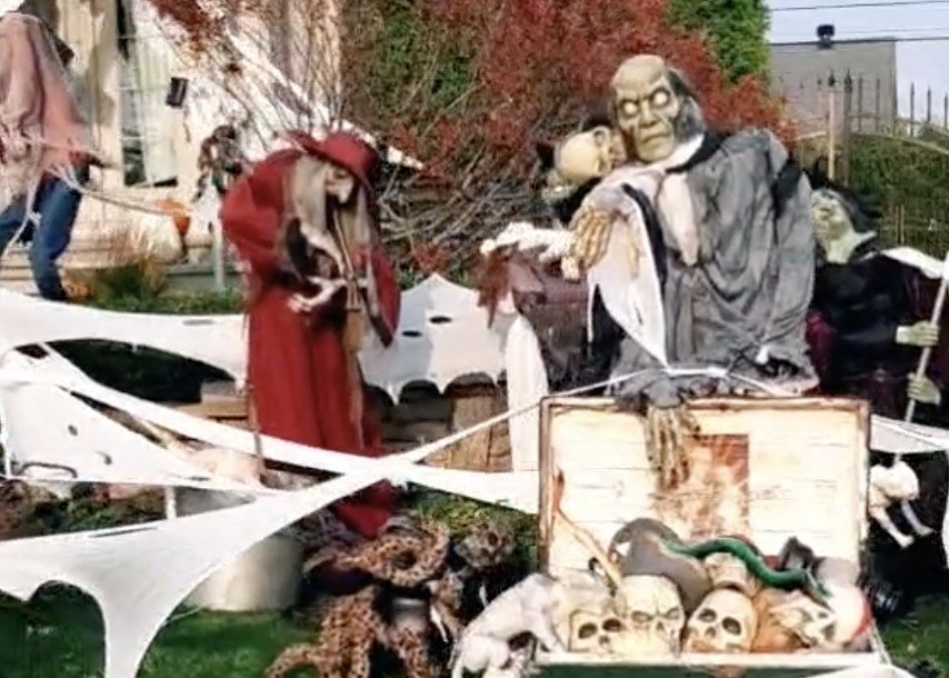 A yard full of goblins, ghouls and skeletons