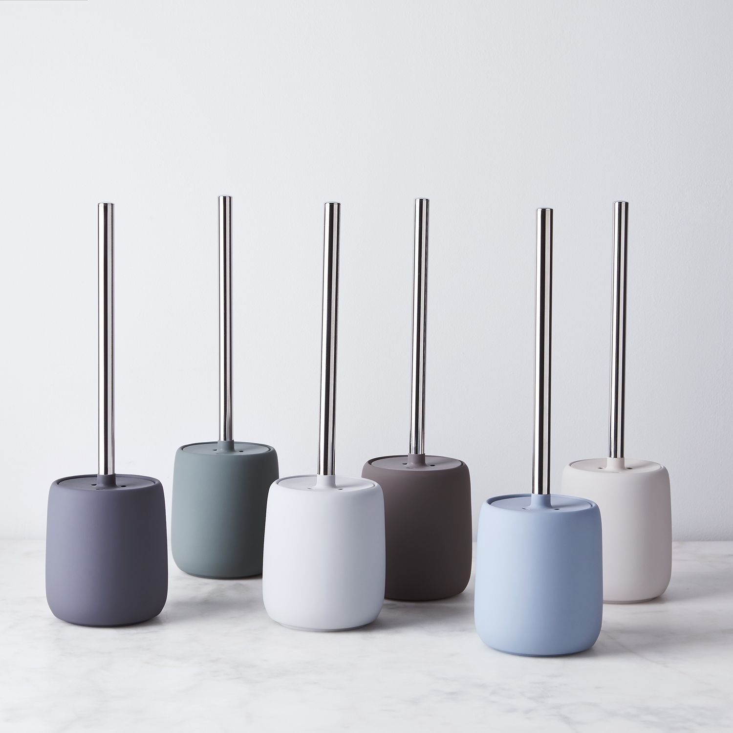 The toilet brush in six different colors