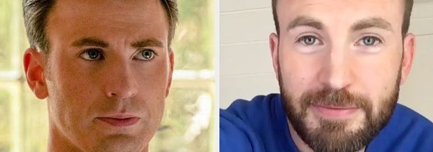 Chris Evans as Ransom in Knives Out and Chris Evans in real life