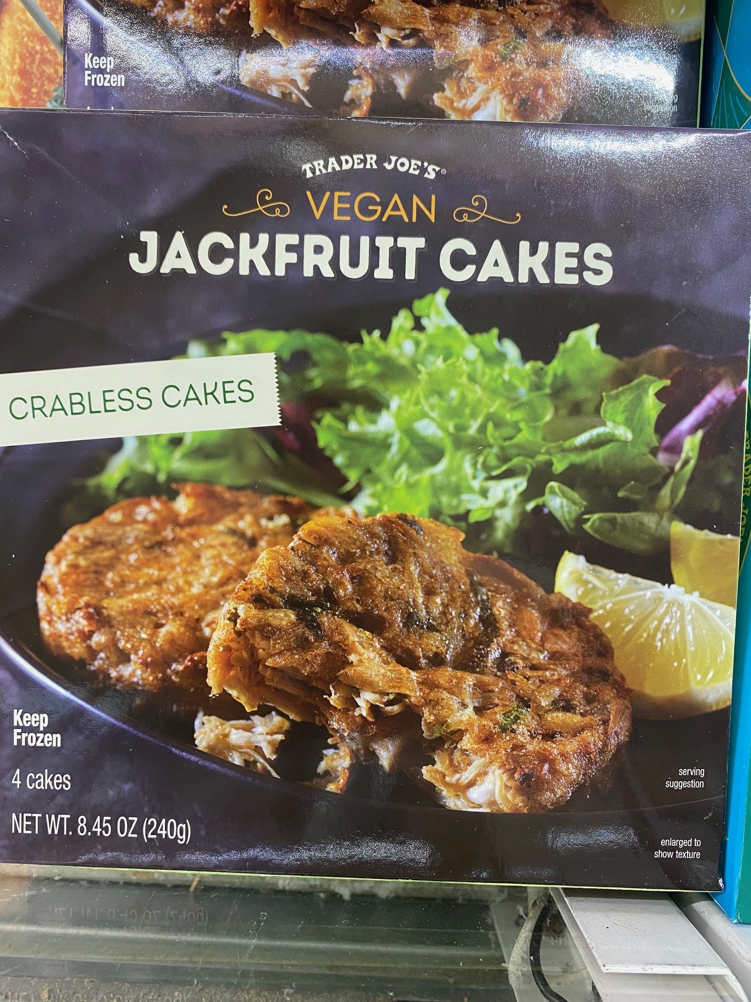 A box of vegan jackfruit cakes from Trader Joe&#x27;s.