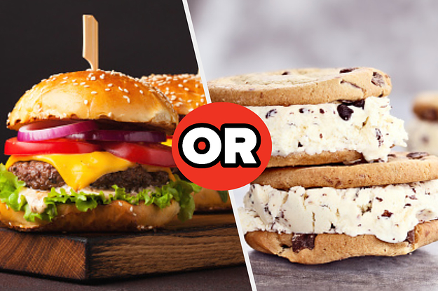 A burger or an ice cream sandwich
