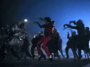 Michael and the other zombies doing the Thriller dance