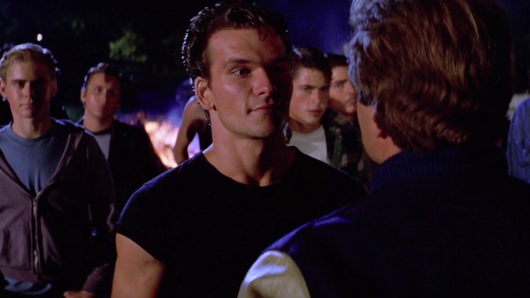 patrick swayze confronting a &quot;social&quot; in &quot;the outsiders&quot;