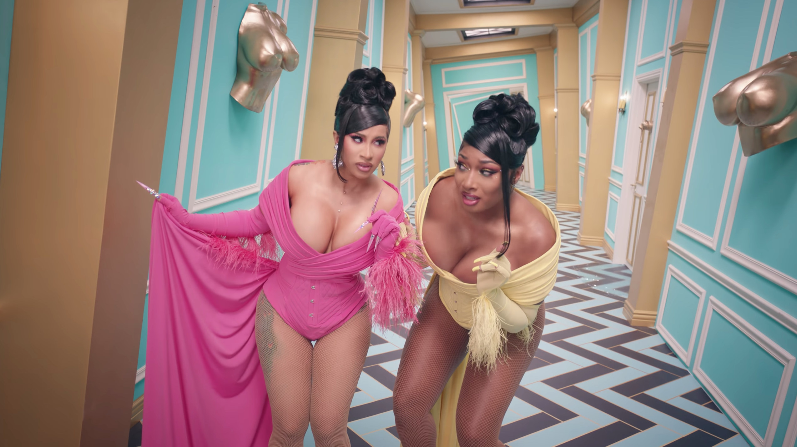 Cardi B and Megan Thee Stallion in the "WAP" video. 