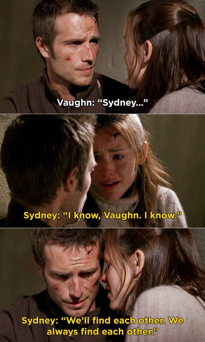 Sydney whispering to Vaughn, &quot;We&#x27;ll find each other. We always find each other&quot;