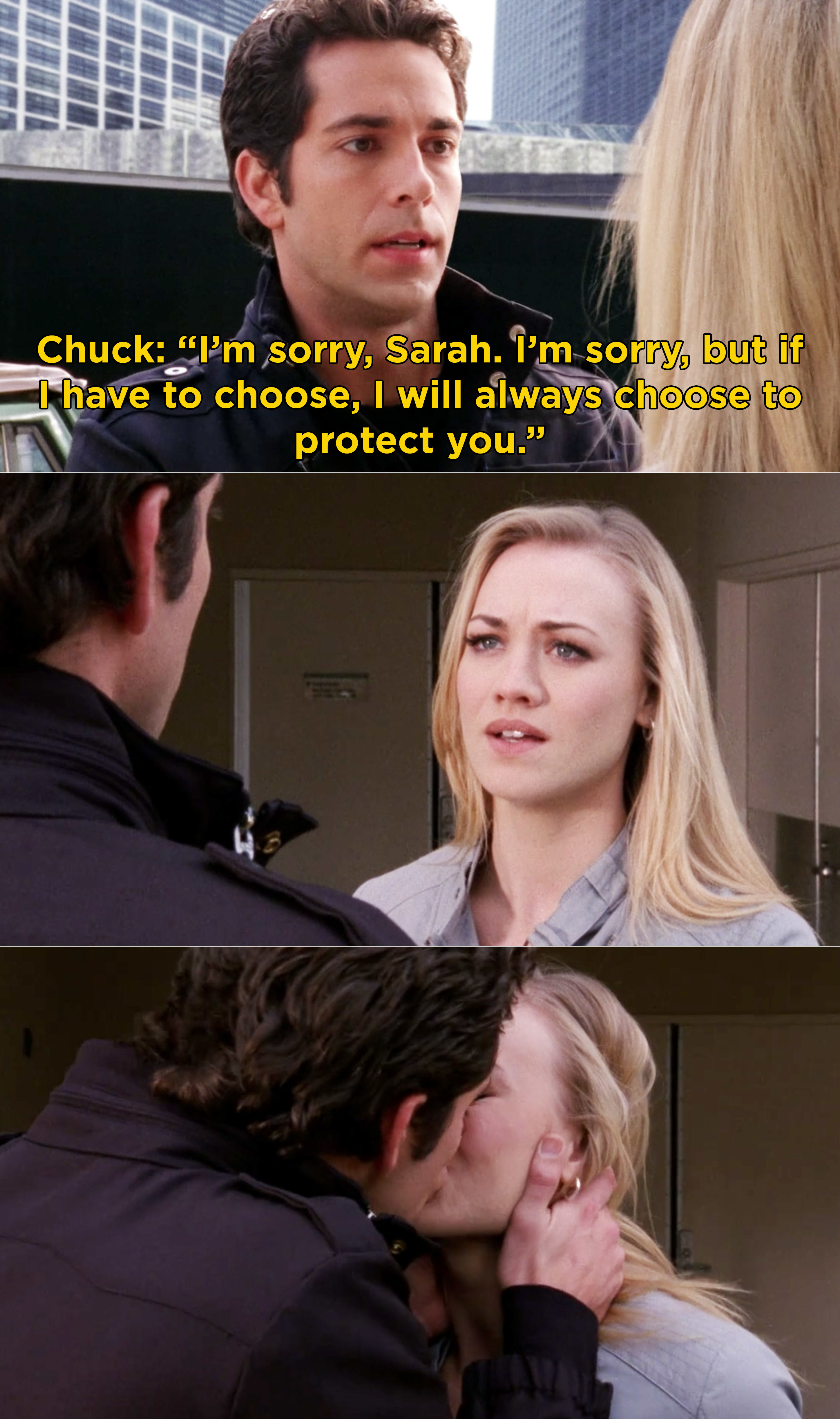 Chuck telling Sarah, &quot;I will always choose to protect you&quot;