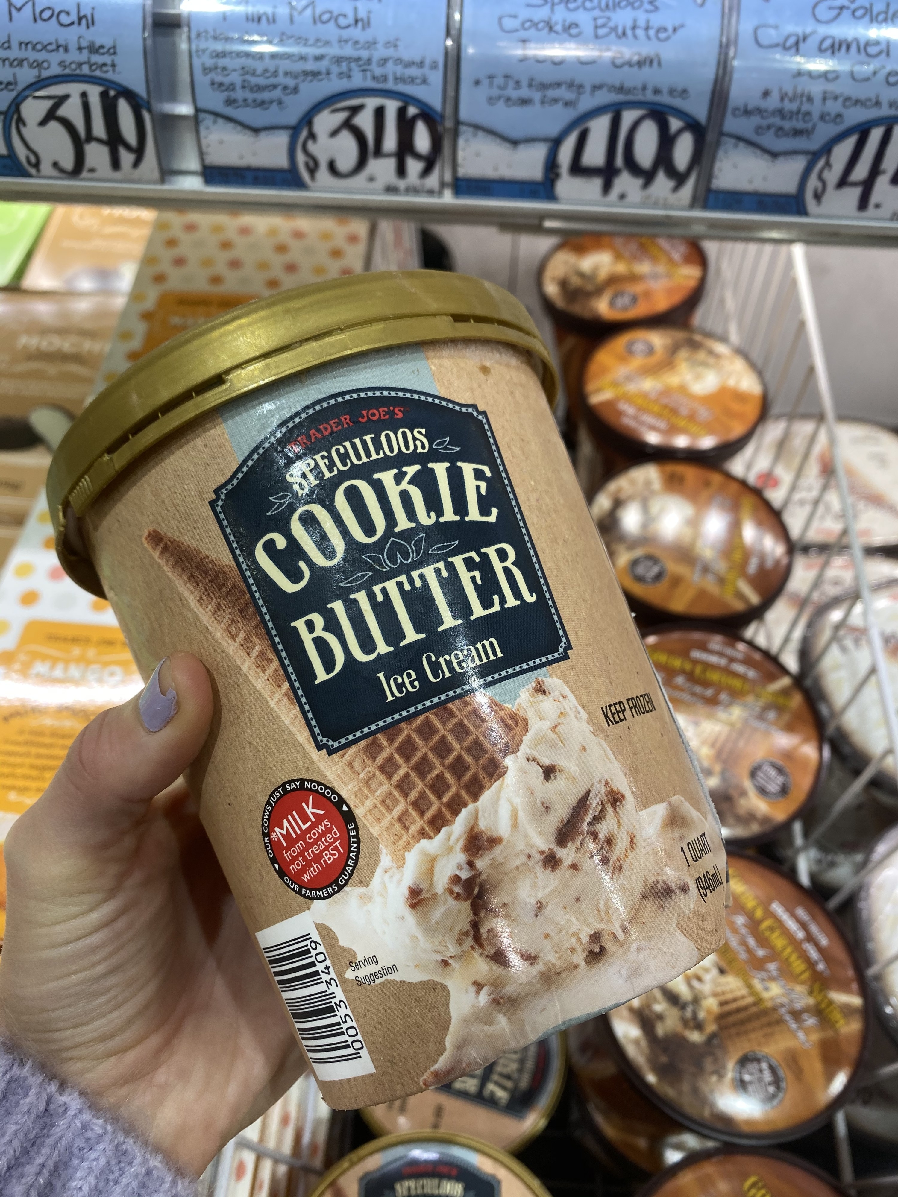 A carton of cookie butter ice cream from Trader Joe&#x27;s.