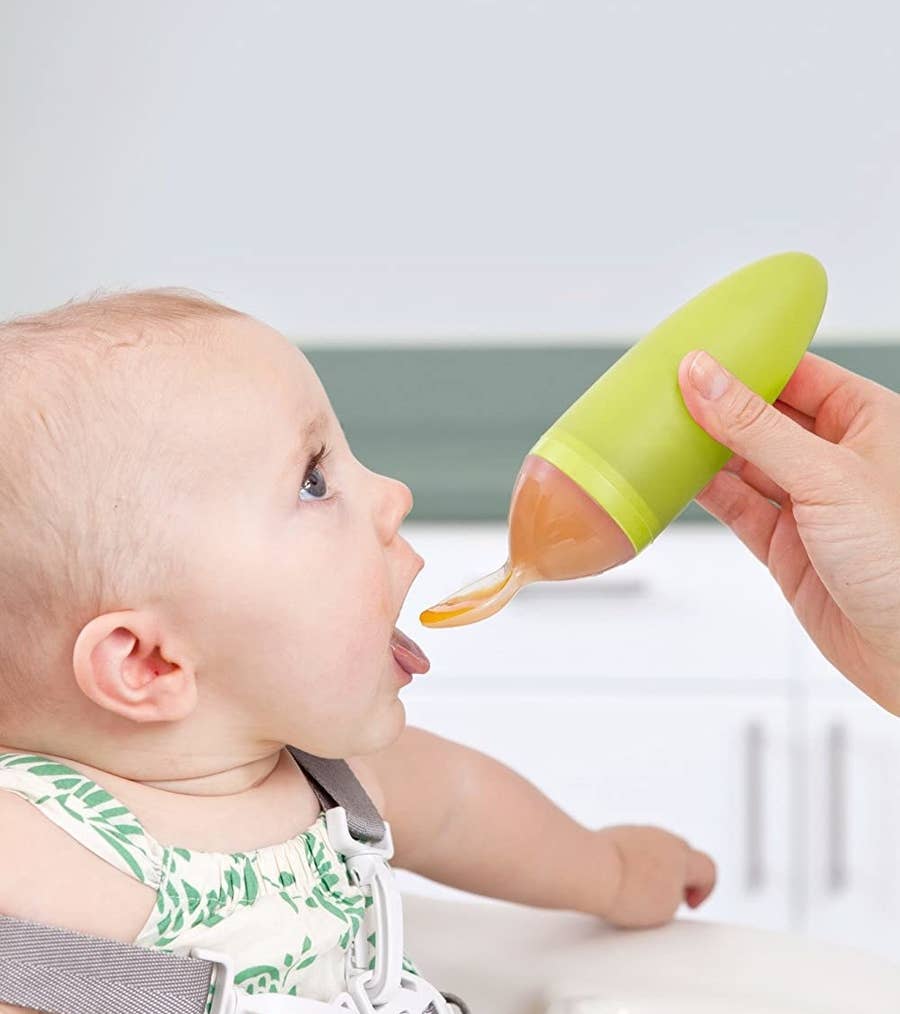 Baby Silicone Feeding Bottle Spoon Baby Food Supplement Feeder with Scale  for Infant 4 Months up Dispensing and Squeeze Feeders,Anti-leakage