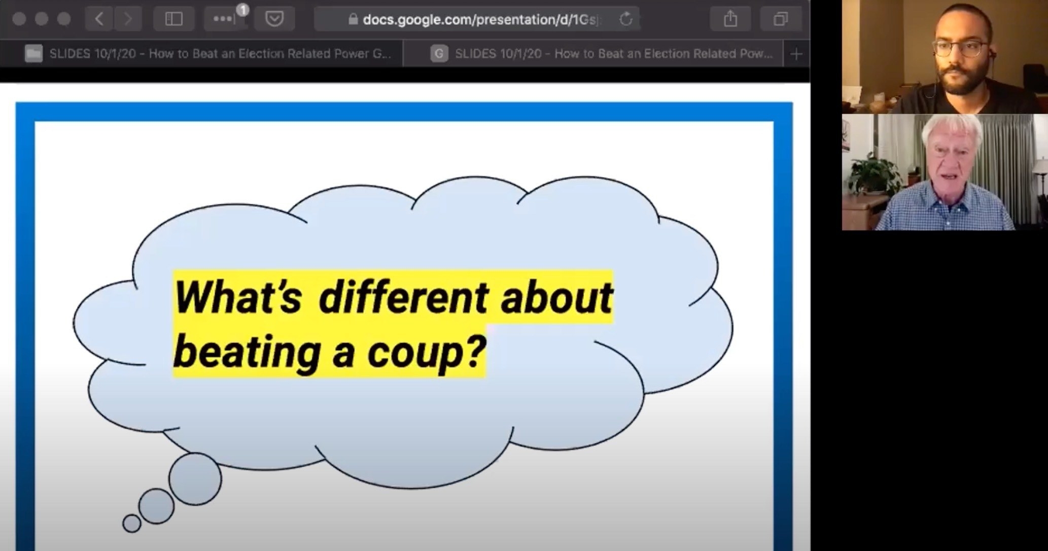 A google presentation says &quot;What&#x27;s different about beating a coup?&quot;