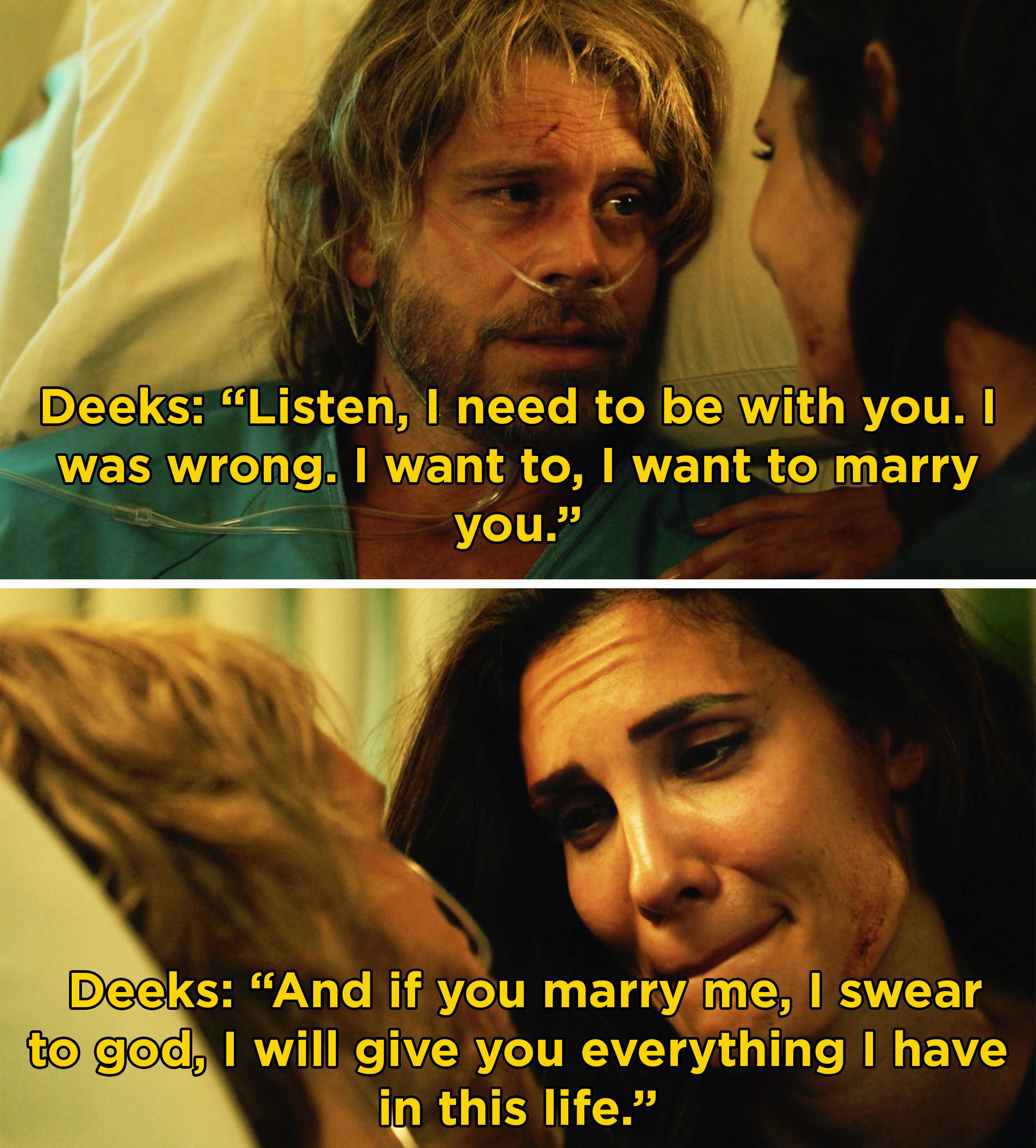 Deeks telling Kensi that he wants to marry her and will give her &quot;everything I have in this life&quot;