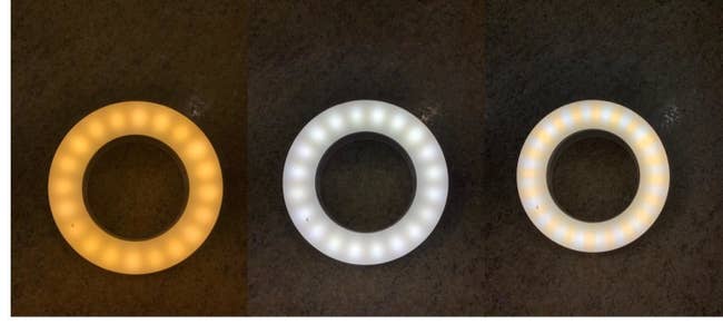 The ring light in three different settings