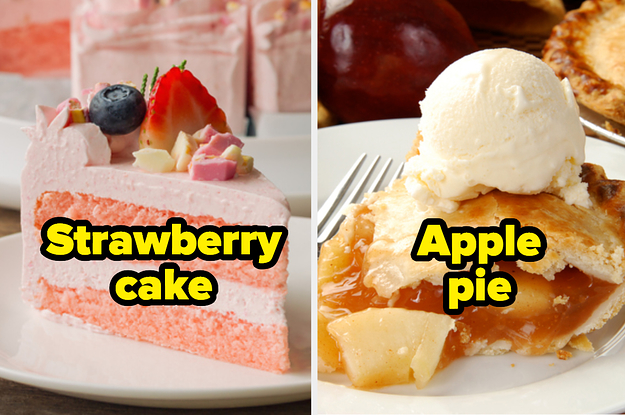 Strawberry cake and apple pie
