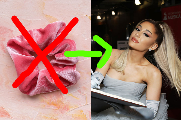 no scrunchie, Ariana Grande's signature ponytail