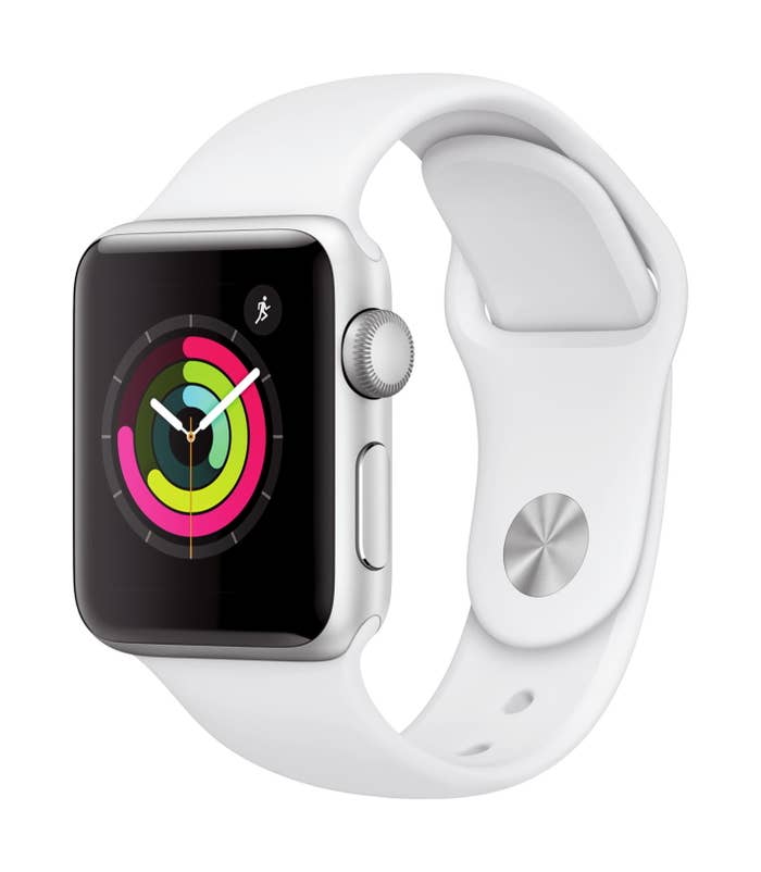 series 3 apple watch with a white sports band