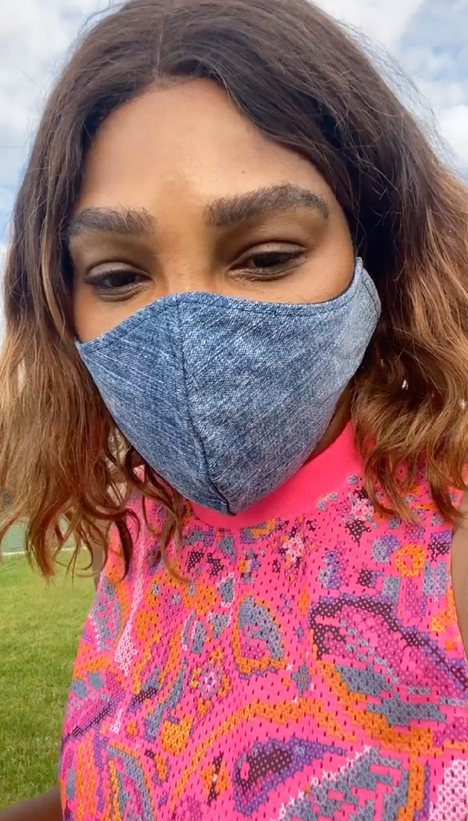 Serena wearing a mask on Instagram Live