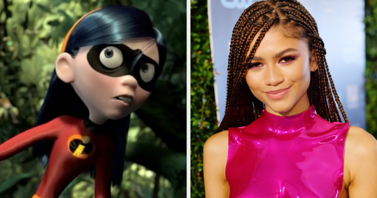 Violet from &quot;The Incredibles&quot; fighting in the woods; Zendaya at a Critics&#x27; Choice red carpet event