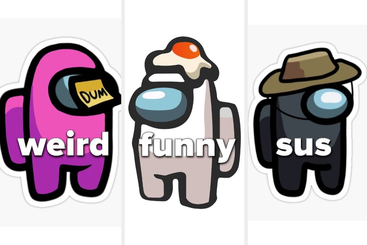 Among Us characters wearing different hats