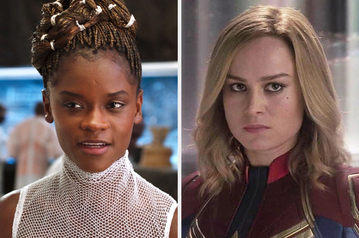 Side by side of Shuri from Black Panther and Captain Marvel