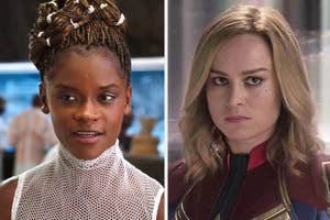 Side by side of Shuri from Black Panther and Captain Marvel