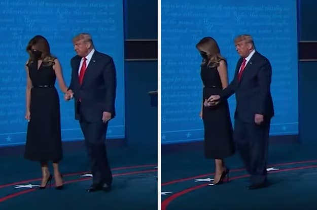 Melania yanking her hand away from Trump