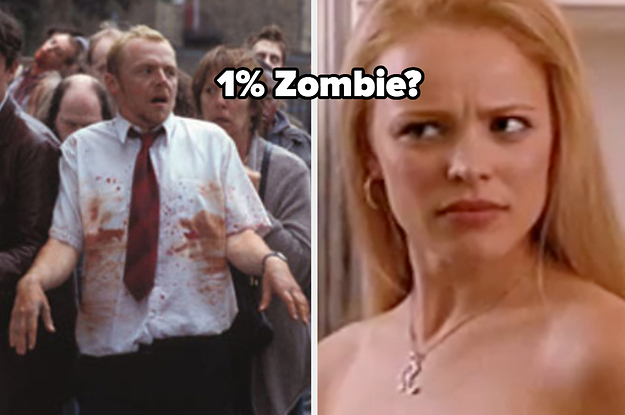 Shaun of the dead screenshot with 1% Zombie label and regina george confused face