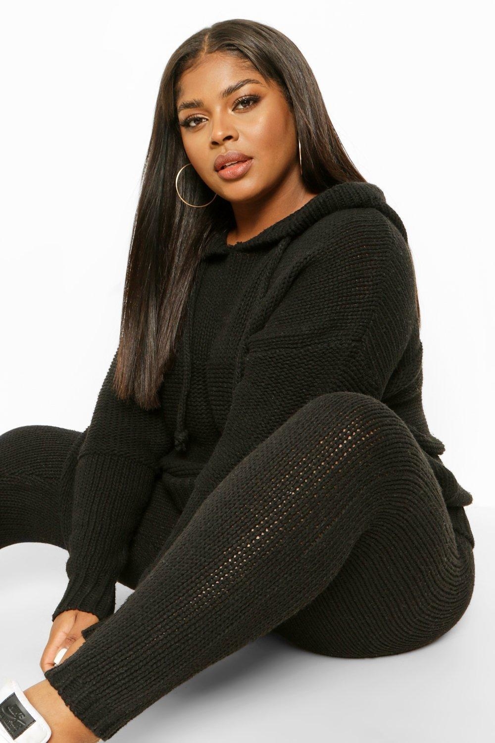 Model in the black hoodie and joggers set