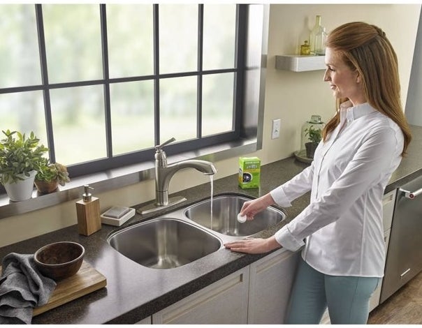 The tablets, which go directly into your disposal and then are flushed with running water